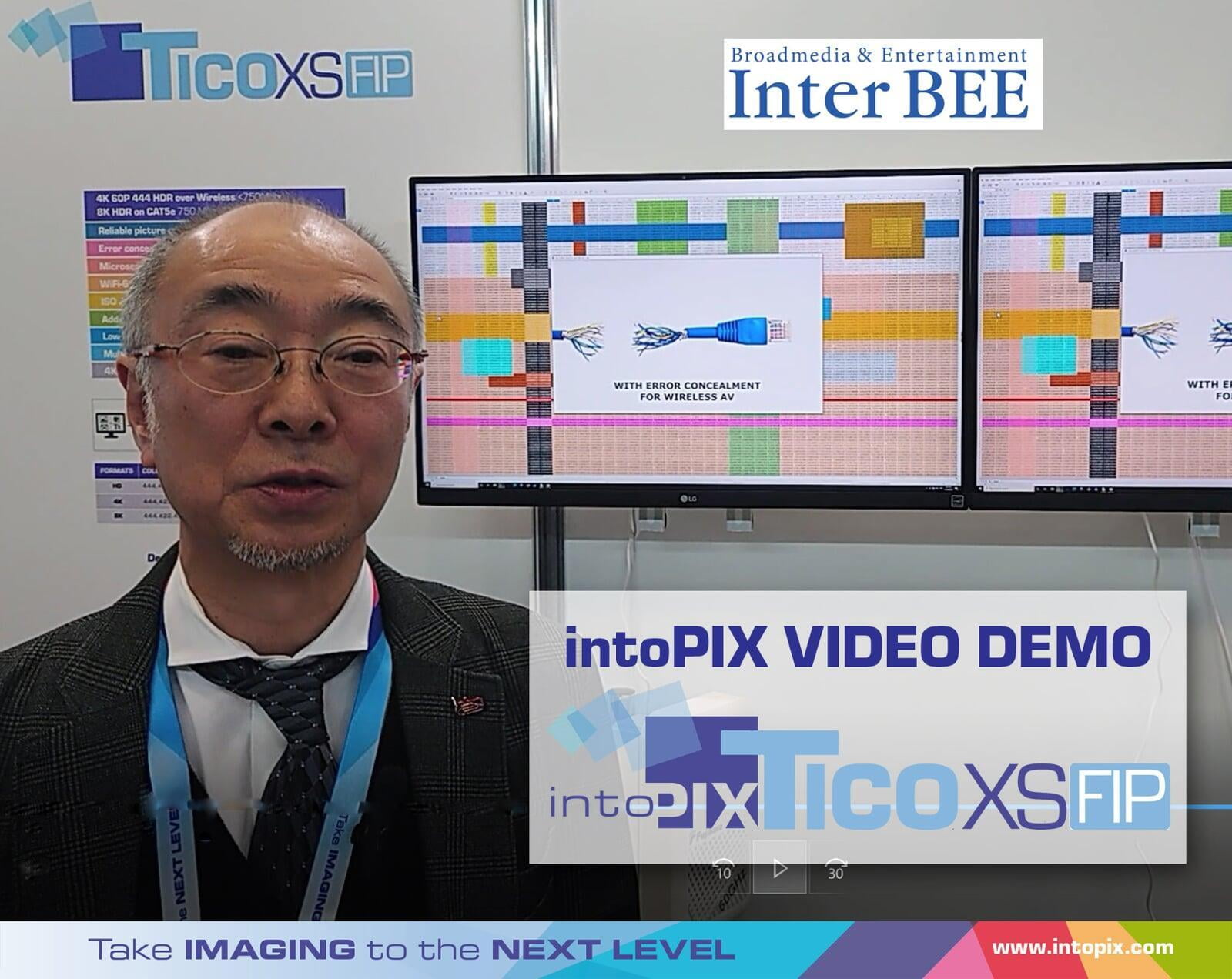 Démonstration vidéo en japonais sur interBEE 2022 : intoPIX TicoXS FIP pour la transmission sans fil